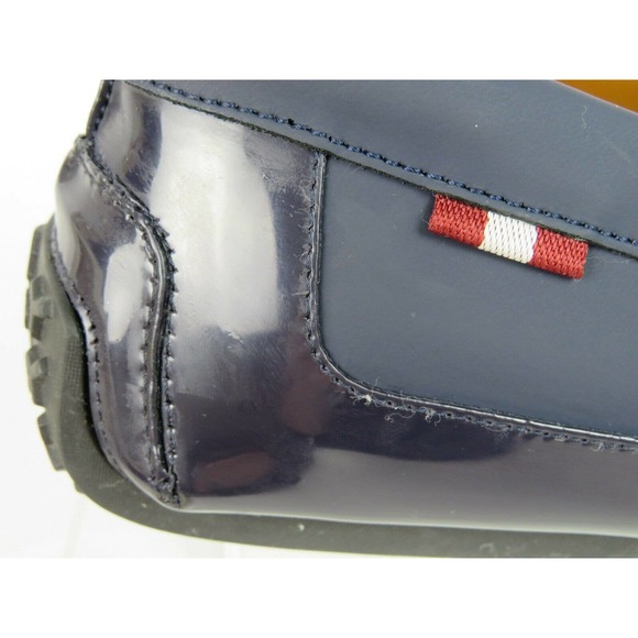 BALLY PINTOS INK BLUE NUBUCK PATENT LEATHER WEB LOGO DRIVING LOAFERS 8 D 41 main image 6